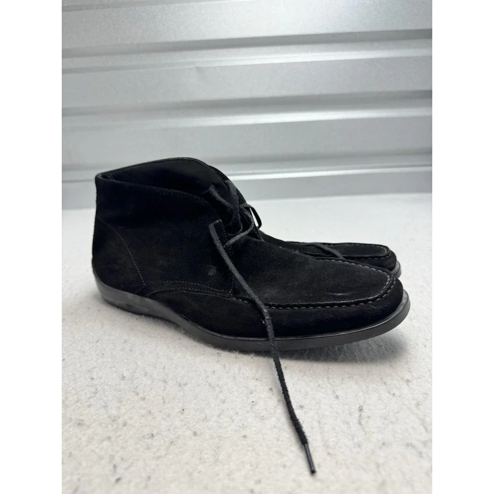TOD'S Boots Mens Size 10.5 Black Suede Chukka Ankle Lace Up Italy Driving Casual